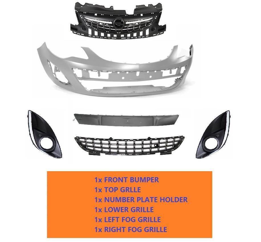 VAUXHALL CORSA D FRONT BUMPER 2011 - 2015 KIT COMPLETE WITH ALL GRILLES NEW