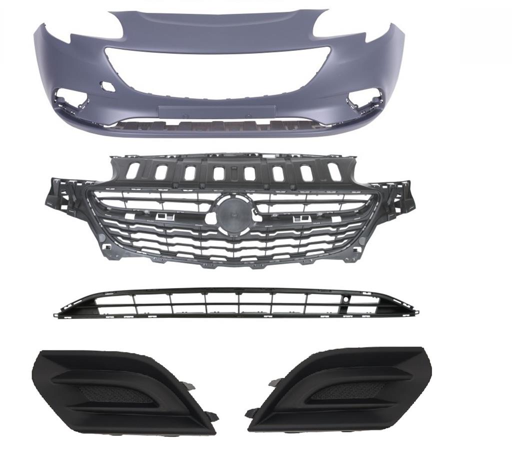 VAUXHALL CORSA E FRONT BUMPER COMPLETE KIT 2015 - 2019 PRIMED NO SENSORS NEW