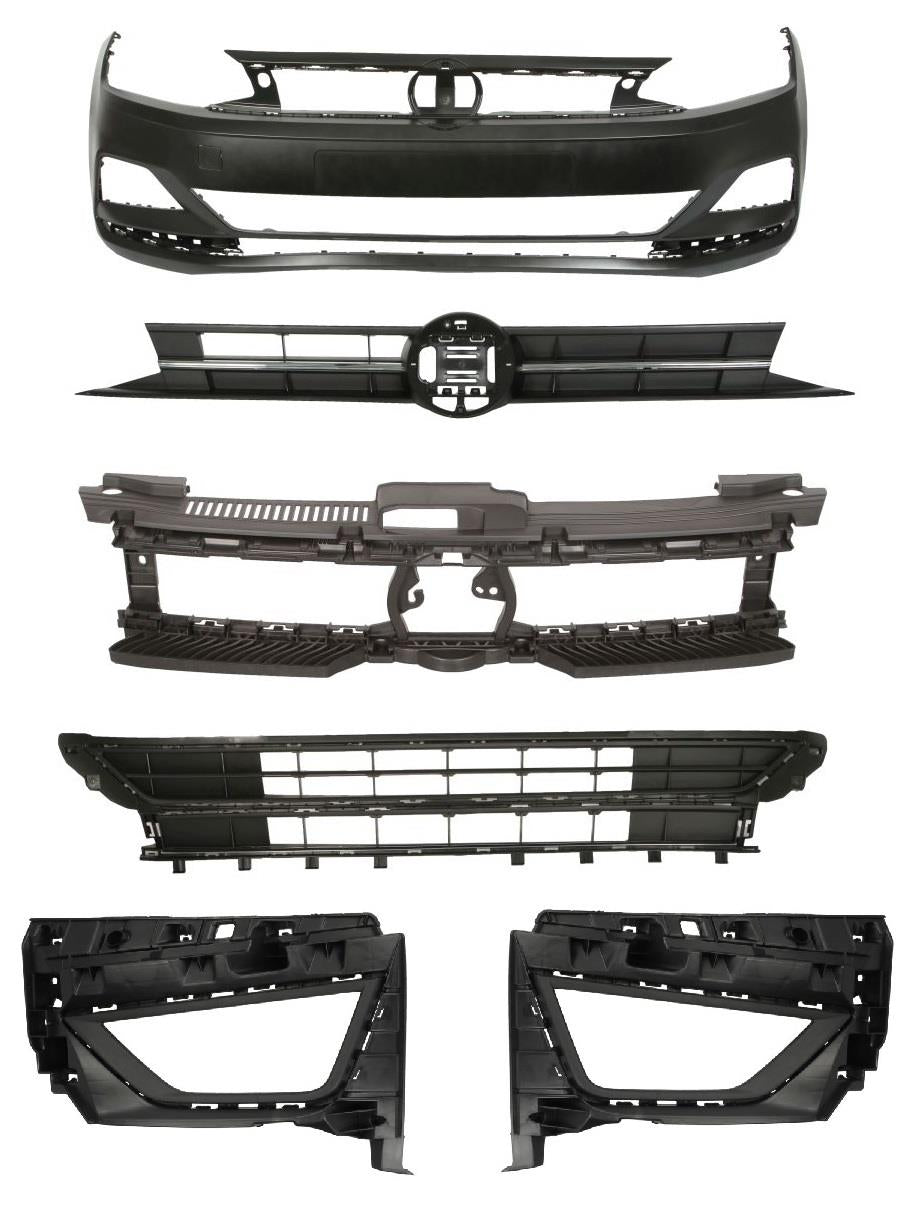 VW POLO FRONT BUMPER COMPLETE KIT WITH GRILLES 2017 - 2021 2G0807217GRU