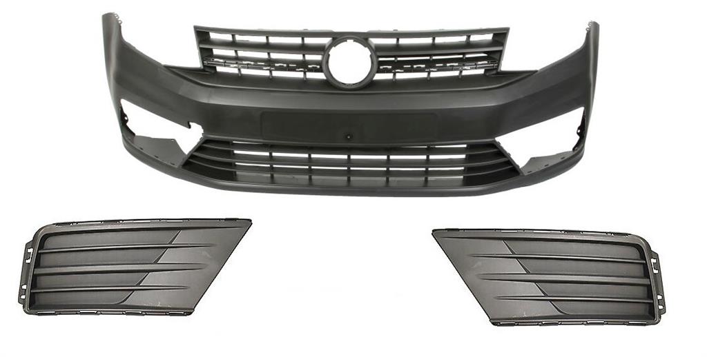 VW CADDY 2015 - 2021 FRONT BUMPER WITH ALL GRILLES NO FOG HOLES TEXTURED BLACK