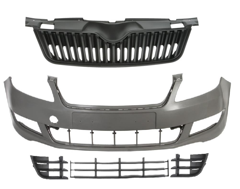 SKODA FABIA 2010 - 2014 FRONT BUMPER WITH LOWER MIDDLE GRILLES SEE IAMGES