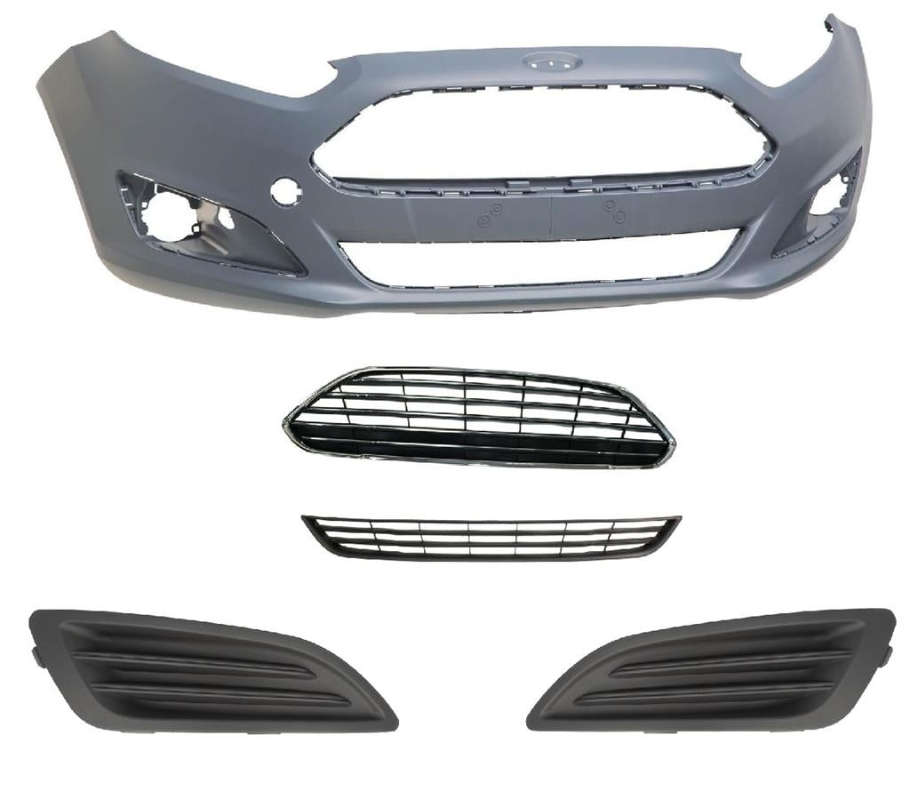 FORD FIESTA 2013 - 2017 FRONT BUMPER PRIMET KIT WITH GRILLES NO FOG HOLES
