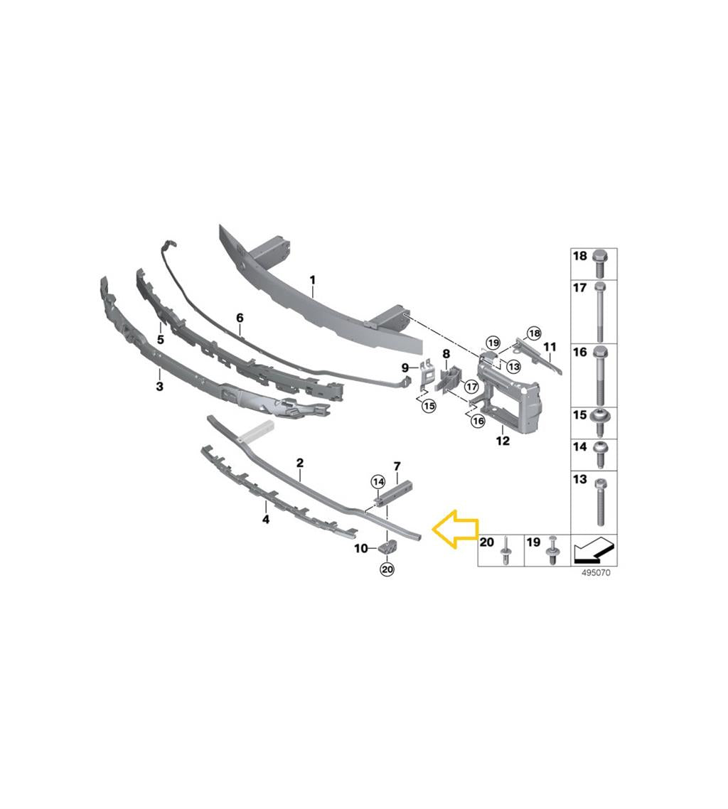 BMW 3 SERIES G20 2019 ON FRONT BUMPER LOWER REINFORCEMENT CROSSMEMBER