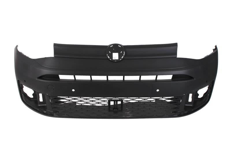 VW CADDY VAN 2021 ONWARDS FRONT BUMPER BLACK WITH PDC HOLES NO WASHER HOLES NEW
