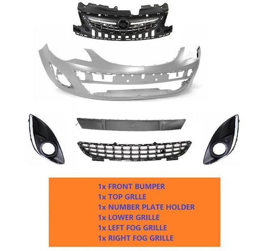 VAUXHALL CORSA D FRONT BUMPER 2011 - 2015 KIT COMPLETE WITH ALL GRILLES NEW