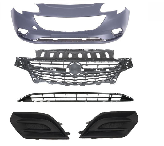 VAUXHALL CORSA E FRONT BUMPER COMPLETE KIT 2015 - 2019 PRIMED NO SENSORS NEW