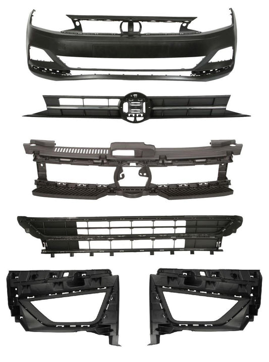 VW POLO FRONT BUMPER COMPLETE KIT WITH GRILLES 2017 - 2021 2G0807217GRU