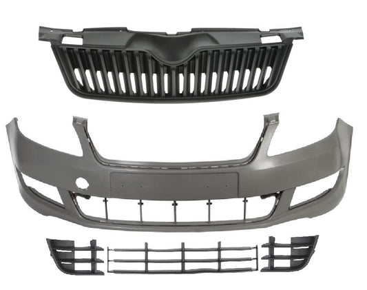 SKODA FABIA 2010 - 2014 FRONT BUMPER WITH LOWER MIDDLE GRILLES SEE IAMGES