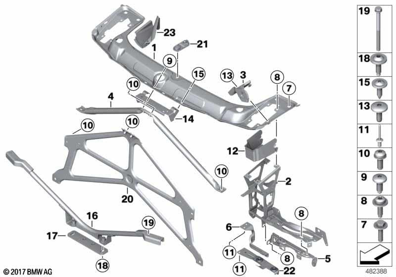 BMW 3 SERIES F30 F31 HEADLIGHT BRACKET SUPPORT PANEL 51647245791 PASSENGER SIDE