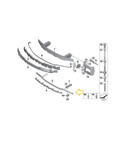 BMW 3 SERIES G20 2019 ON FRONT BUMPER LOWER REINFORCEMENT CROSSMEMBER