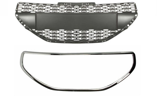 PEUGEOT 208 2012 – 2015 FRONT GRILLE WITH CHROME TRIM SURROUND NEW BOTH PARTS