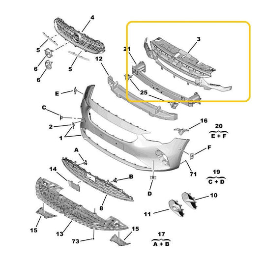 VAUXHALL CORSA F 2020 ON FRONT BUMPER GRILLE SUPPORT PANEL PLASTIC SLAM